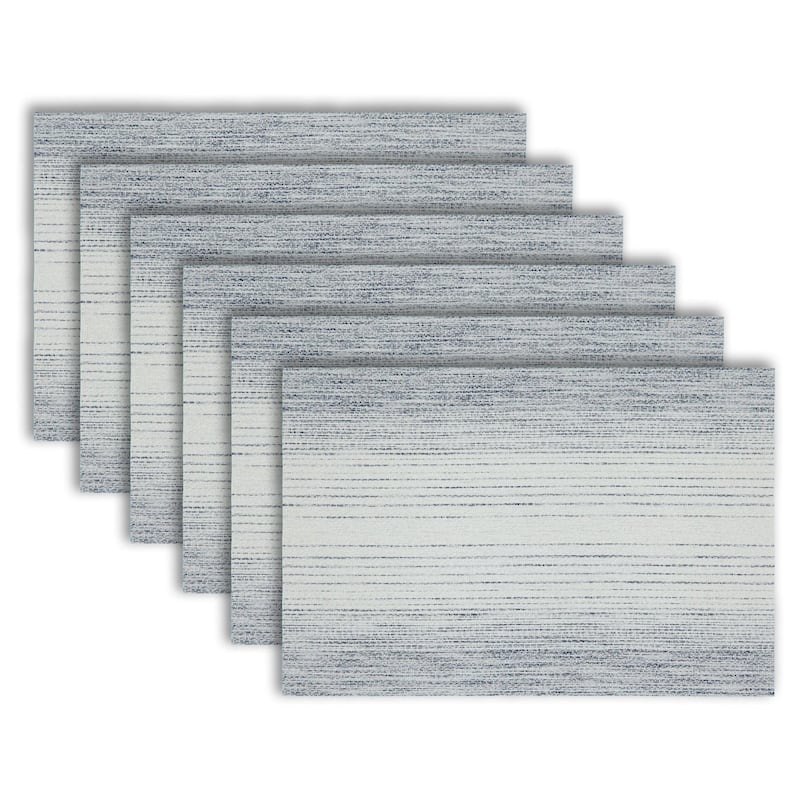 Dainty Home Ombre Woven Vinyl Reversible Rectangle Placemat Set Of 6 - 12" x 18" - Blue