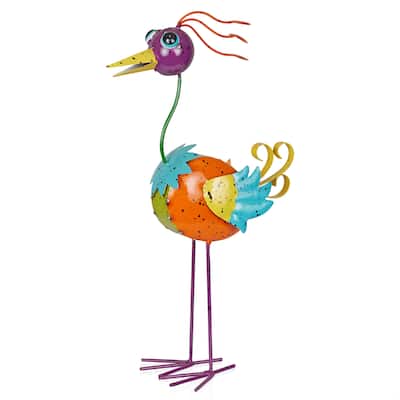 Quirky Metal Rainbow Bird Decor