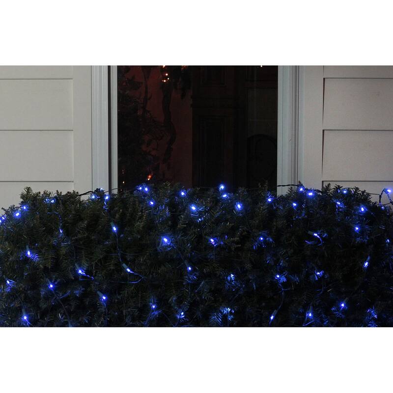 4' x 6' Blue LED Wide Angle Christmas Net Lights Green Wire