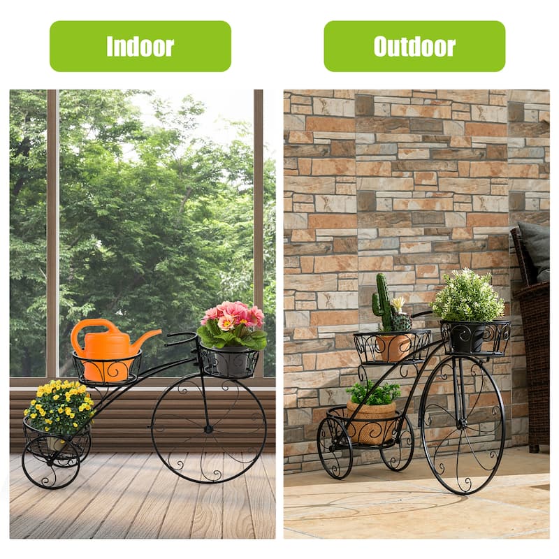 Costway Tricycle Plant Stand Flower Pot Cart Holder Parisian Style - See Details
