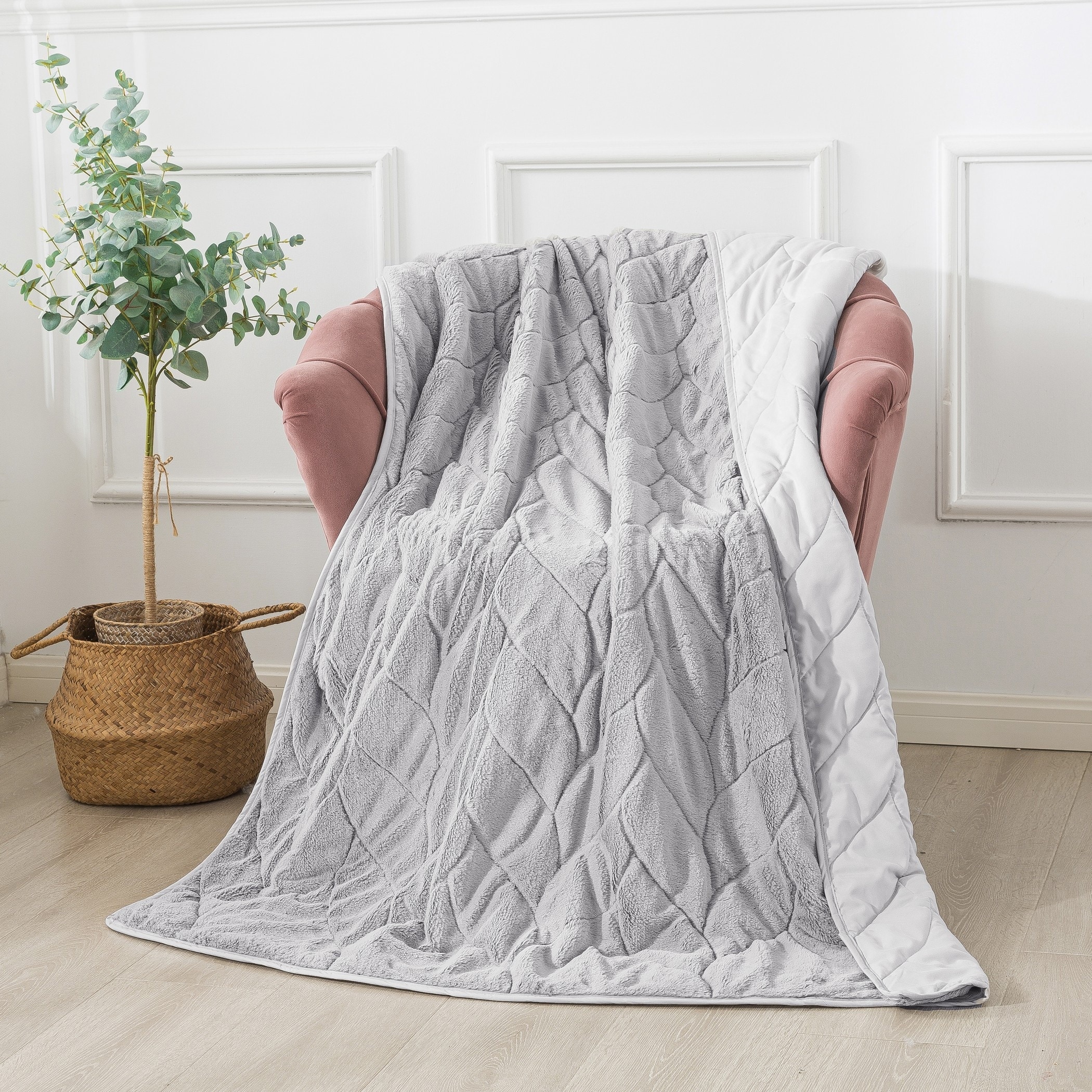 Waverly Reversible Cozy Gray Down Alternative Throw