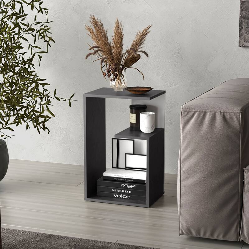 25" High 3-Tier Open Shelf Side Table For Living Room - Grey