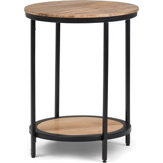 18 Inch Wide Metal Round Accent Side Table in Natural for Living Room ...