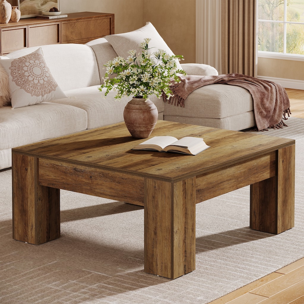 Wood Coffee Table, Tea Table Cocktail Table, Living Room Accent Center Table