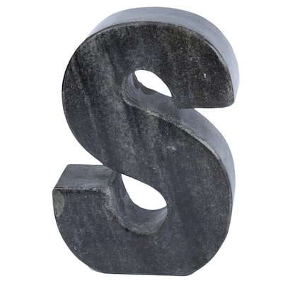 Creative Home Natural Black Marble Letter S Bookend, Paper Weight