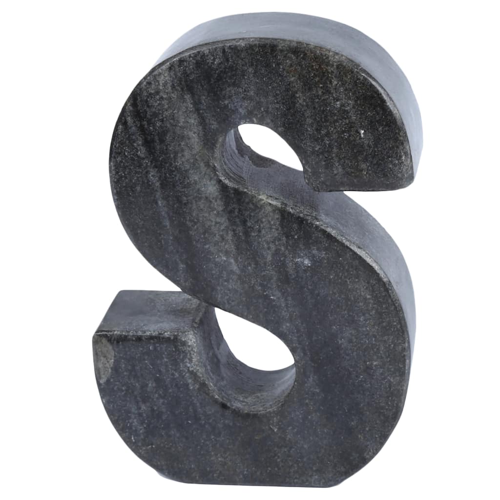 Creative Home Natural Black Marble Letter S Bookend, Paper Weight