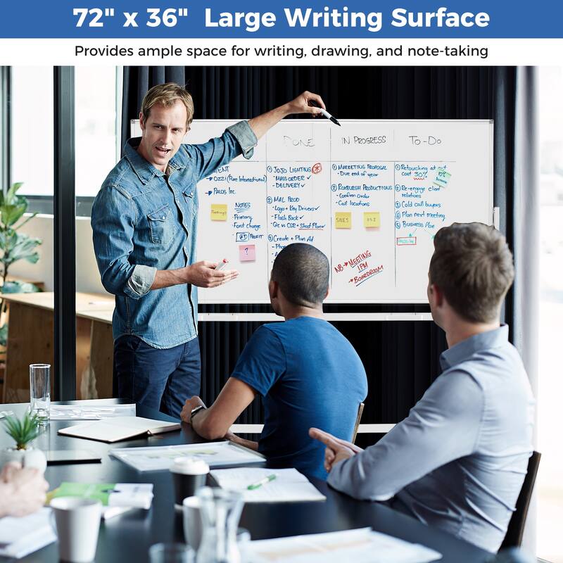 Costway 72" x 36" Double-Sided Magnetic Whiteboard with Stand and - See Details