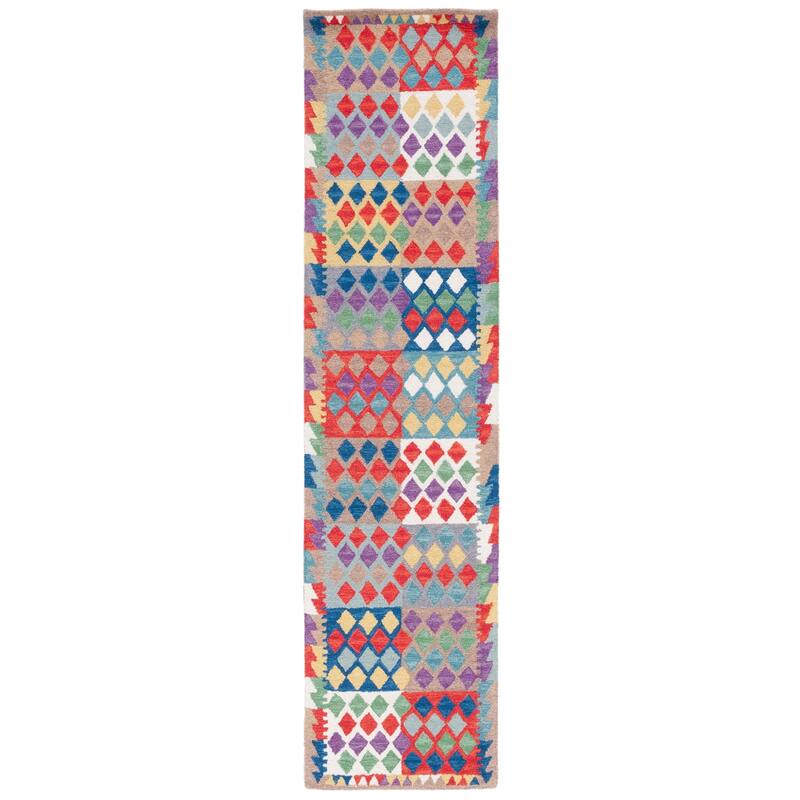SAFAVIEH Handmade Aspen Arnalda Boho Wool Rug - 2'3" x 9' Runner - Red/Blue