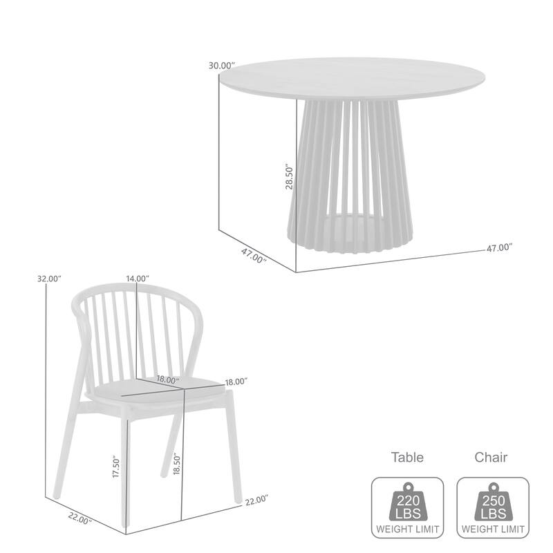 Pasadena Echo 5 Piece Round Dining Set