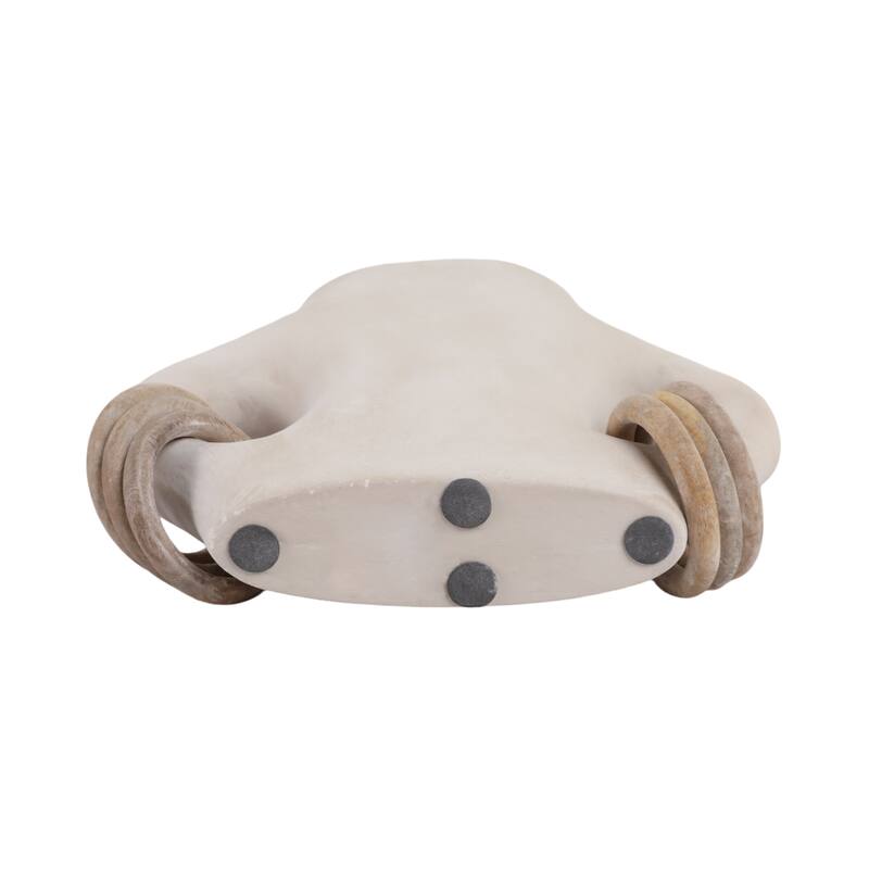 Pottery Vase Dual Ring Handles Sculptural Accent Handcrafted Form