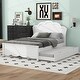 preview thumbnail 4 of 14, White Full Size Platform Bed wFlower Shape Headboard for Kids Teens, Wood Bed Frame wTrundle, Slat Support, No Box Spring Need