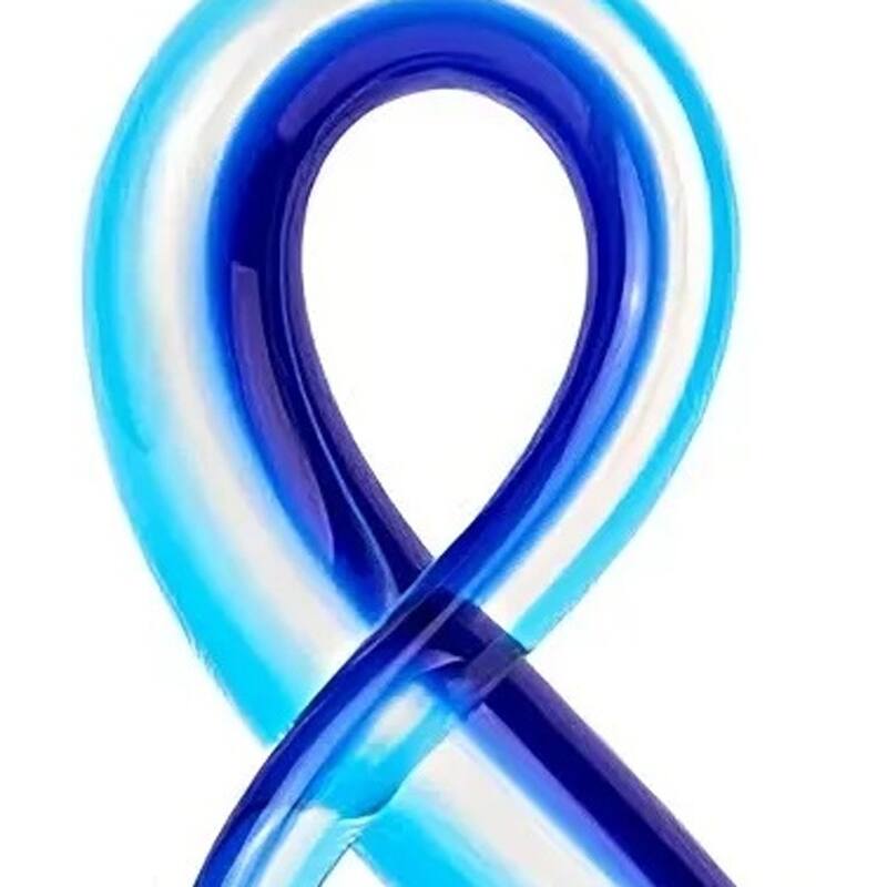 HomeRoots 12" Clear and Blue Murano Glass Modern Abstract Tabletop Sculpture - 12" x 5" x 5"