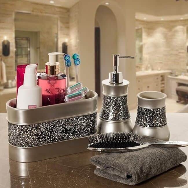 Creative Scents Crackled Glass Silver Hand Soap Dispenser