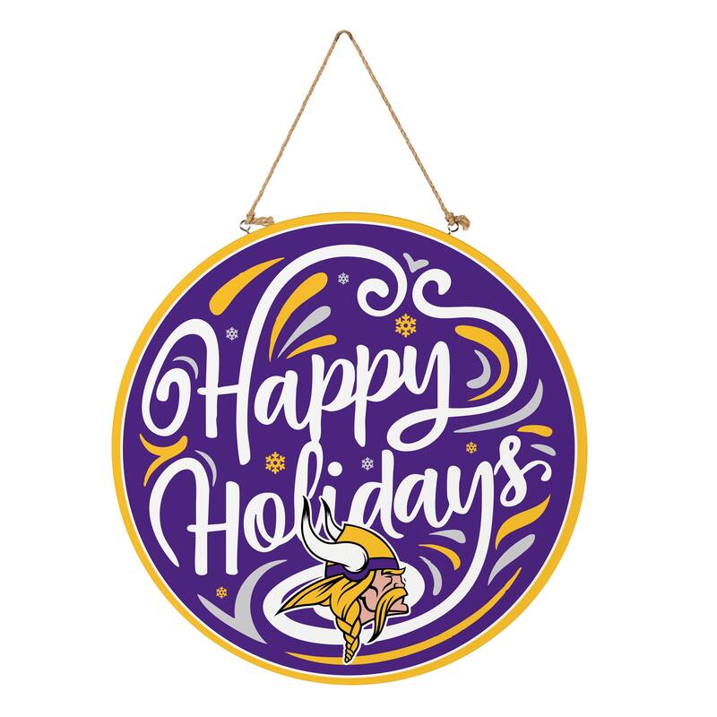 Minnesota Vikings 18" x 18" Happy Holidays Door Décor Wall Sign - 18" x 18"