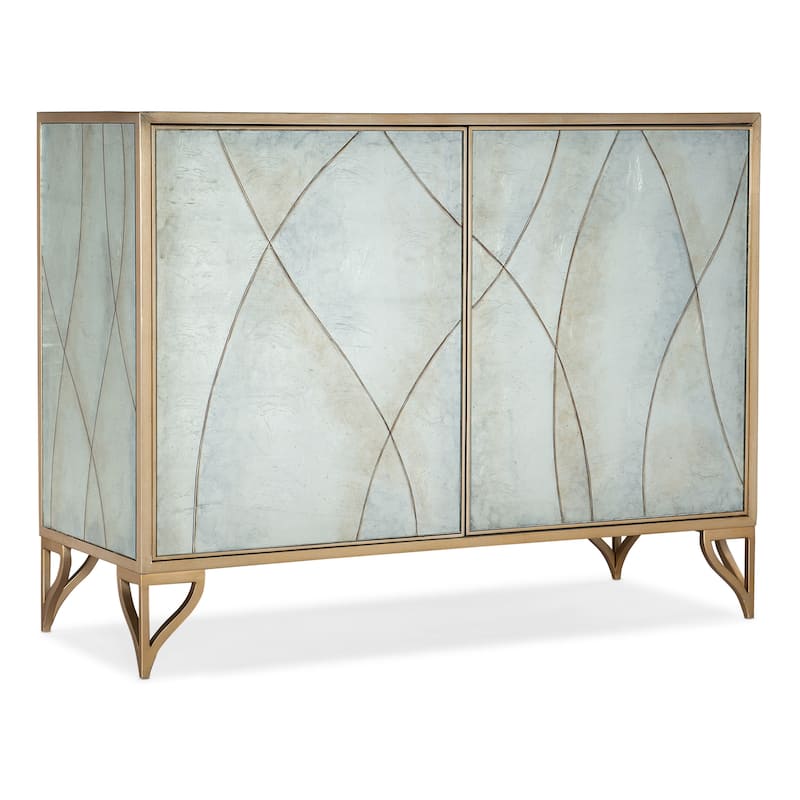 Hooker Furniture 628-85632 Melange 46" Wide Metal, Glass Accent - Silver Eglomise / Gold