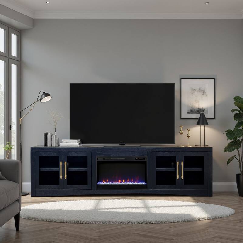 Bridgevine Home Heritage 94 inch Fireplace TV Stand, for TVs up to 100 inches - Clove