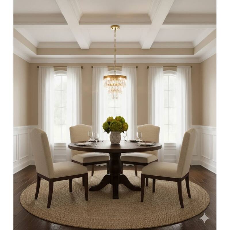 3-Light 3 Tier Gold Chandelier With Crystal Accents