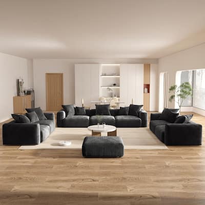Oversized Corduroy Fabrics Sectional Sofa Set