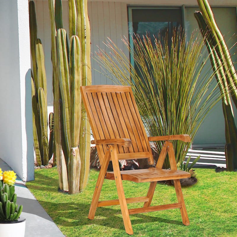Chic Teak Miami Teak Wood Reclining and Folding Chair