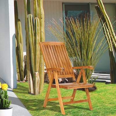 Chic Teak Miami Teak Wood Reclining and Folding Chair