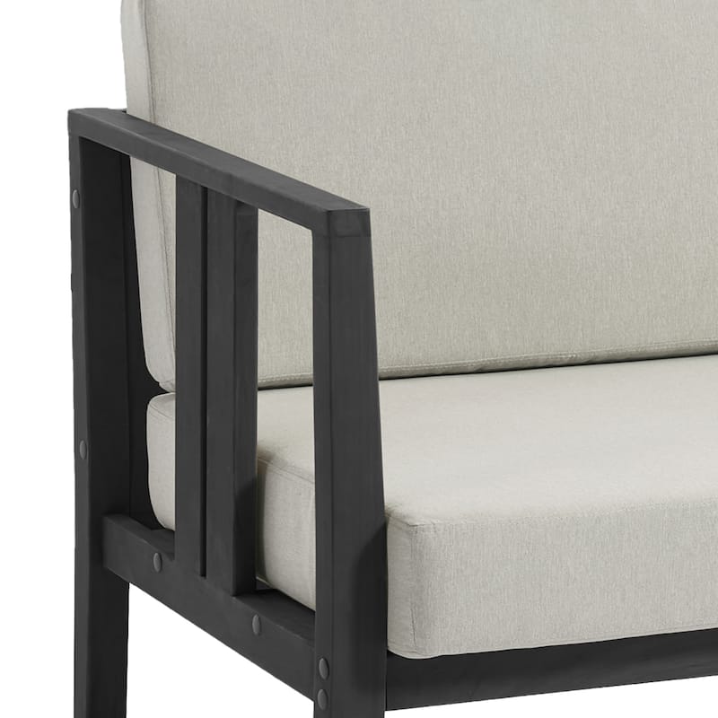 Casual Teak Wood Outdoor Patio Loveseat with Cushions