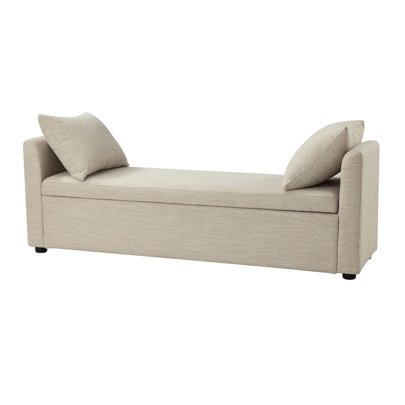 Franco Modern Upholstered Storage Bench with Two Throw Pillows and Thick Padded Cushion