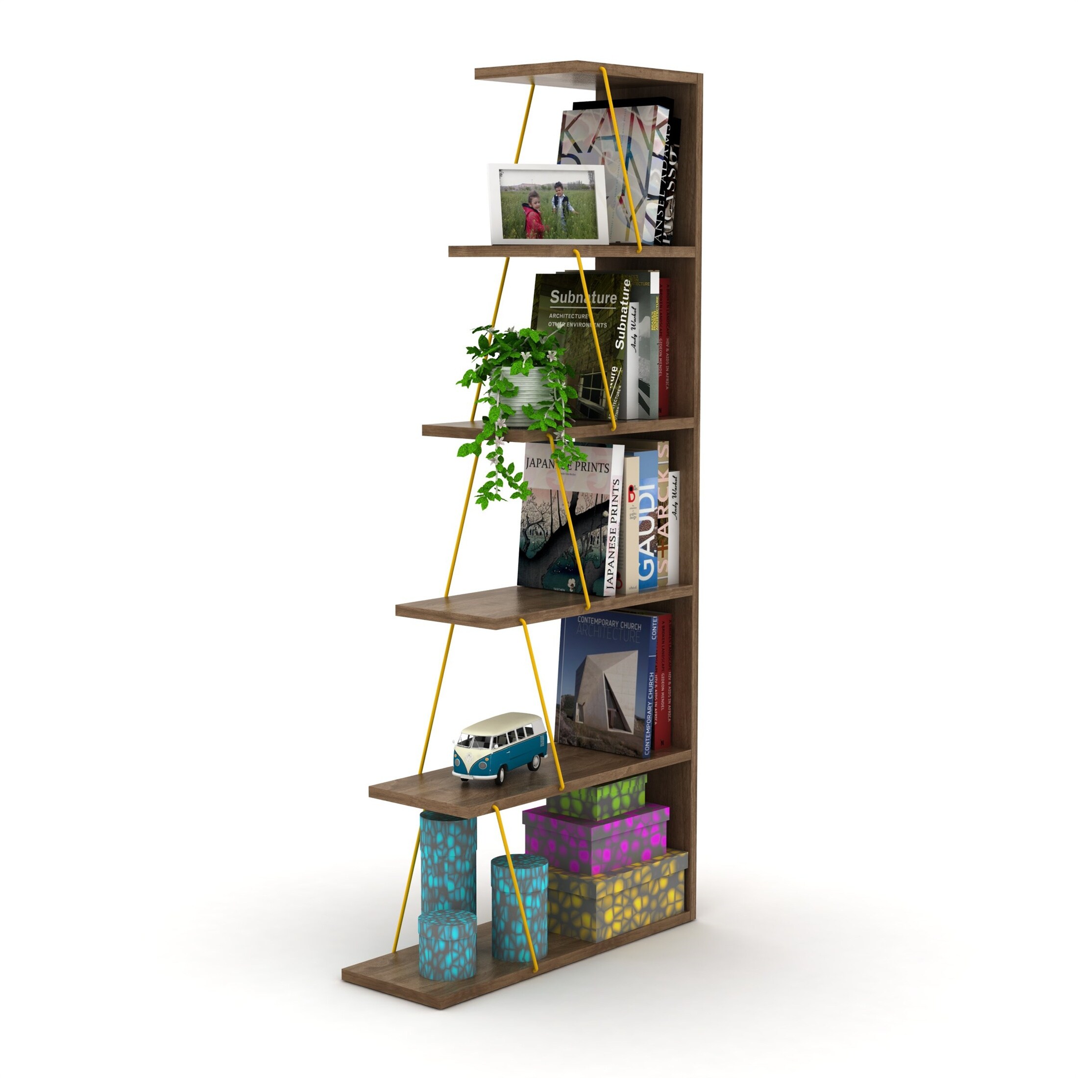 YMYNY 5 Tier Ladder Bookshelf, Height 160CM Bookcase, Freestanding Storage Organiser Shelves, Shelving Unit for Living Room Bedroom, Kitchen, Plant main image 0