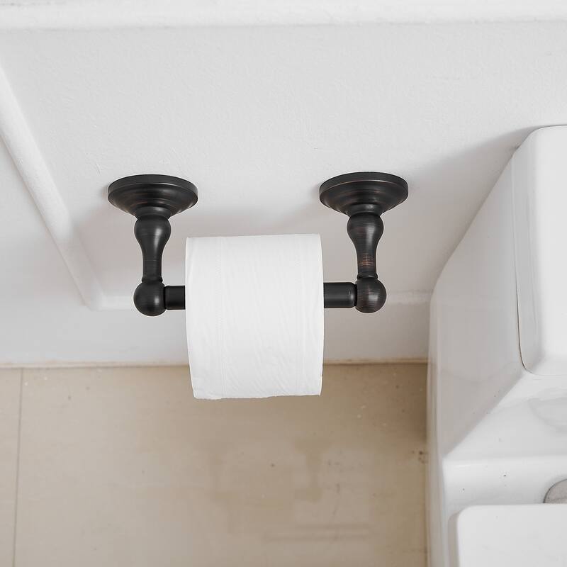 Traditional Double Post Spring Wall Mounted Towel Bar Toilet Paper Holder