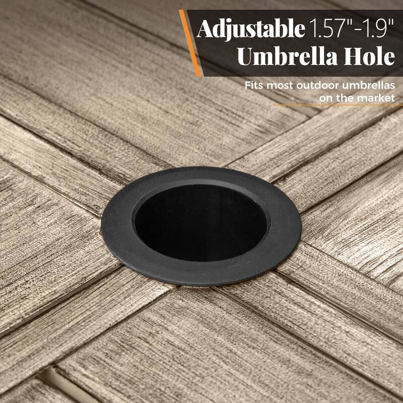 MAISON ARTS 9 Pieces Outdoor Patio Dining Set for 8, Metal Steel Table with Umbrella Hole & Stackable Chairs