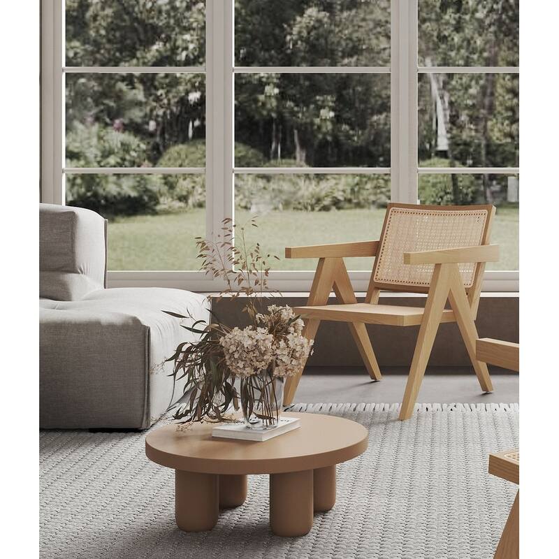 Manhattan Comfort Hamlet Accent Chair in Black and Natural Cane