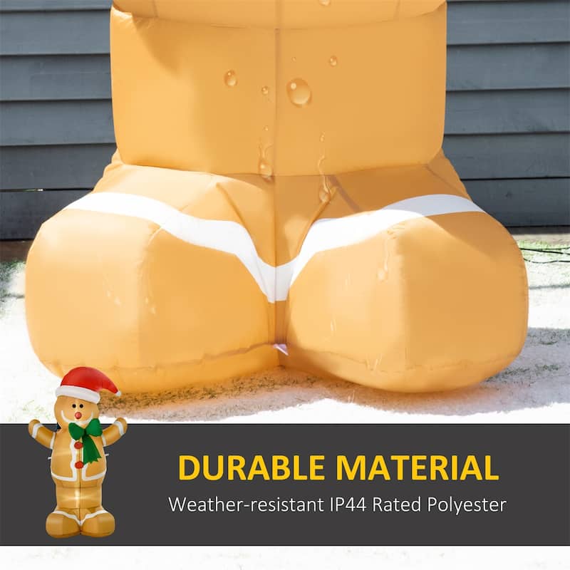 Large Yellow Gingerbread Man Inflatable with LED Lights for Holiday Indoor or Outdoor Decor