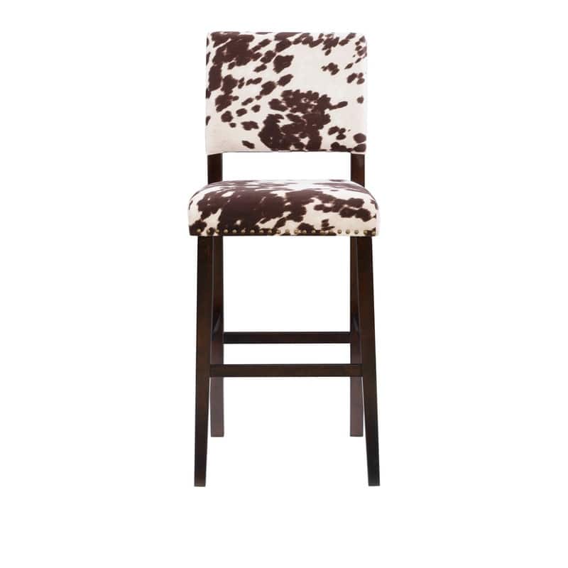Holcombe Stationary Bar Stool Cattle Print Upholstery