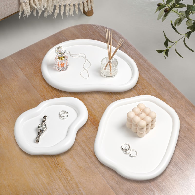 Grace Contemporary Concrete Decorative Cloud Jewelry Trays (Set of 3)