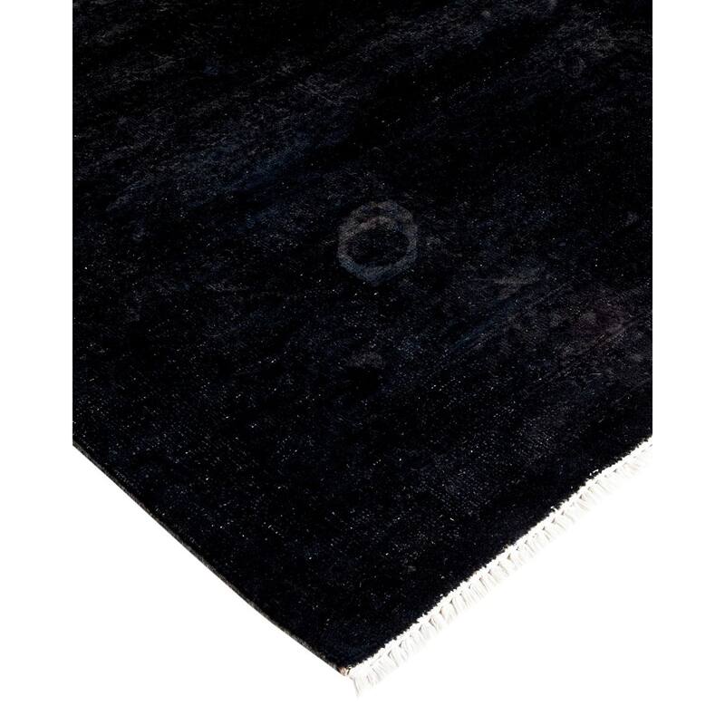 Overton Hand Knotted Wool Vintage Inspired Modern Contemporary Overdyed Black Area Rug - 9' 1" x 15' 4"