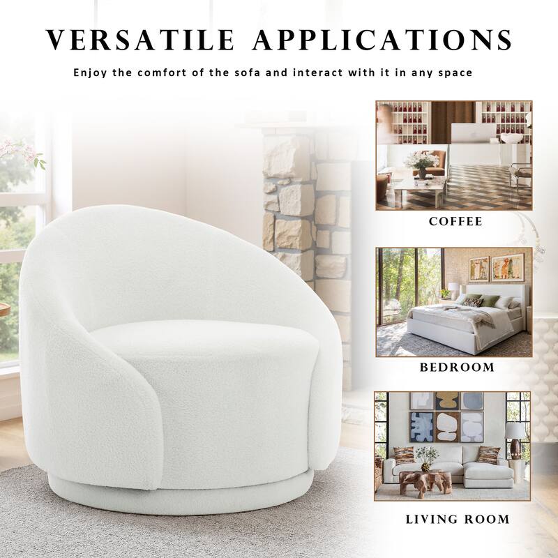 Modern Upholstered Swivel Barrel Chair Accent Lounge Chair