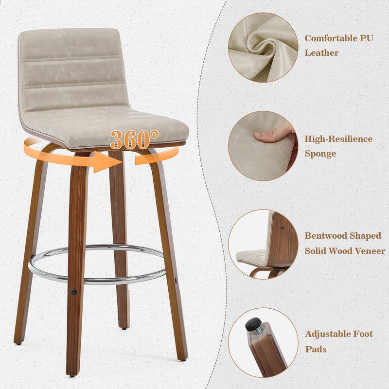 Faux Leather Upholstered Swivel Bar Stools, Counter Stool
