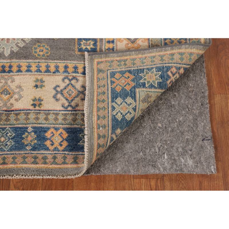 Geometric Kazak Area Rug Handmade Oriental Wool Carpet - 4'0" x 5'9"