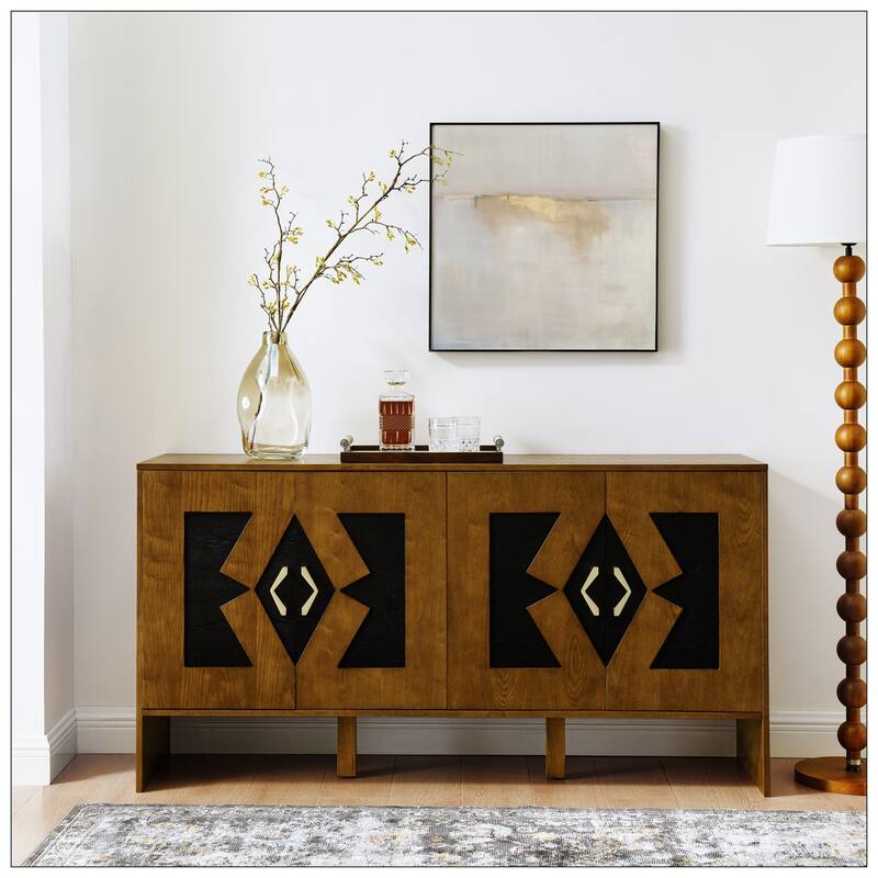 60" Mid Century Modern Sideboard Buffet Cabinet with Storage
