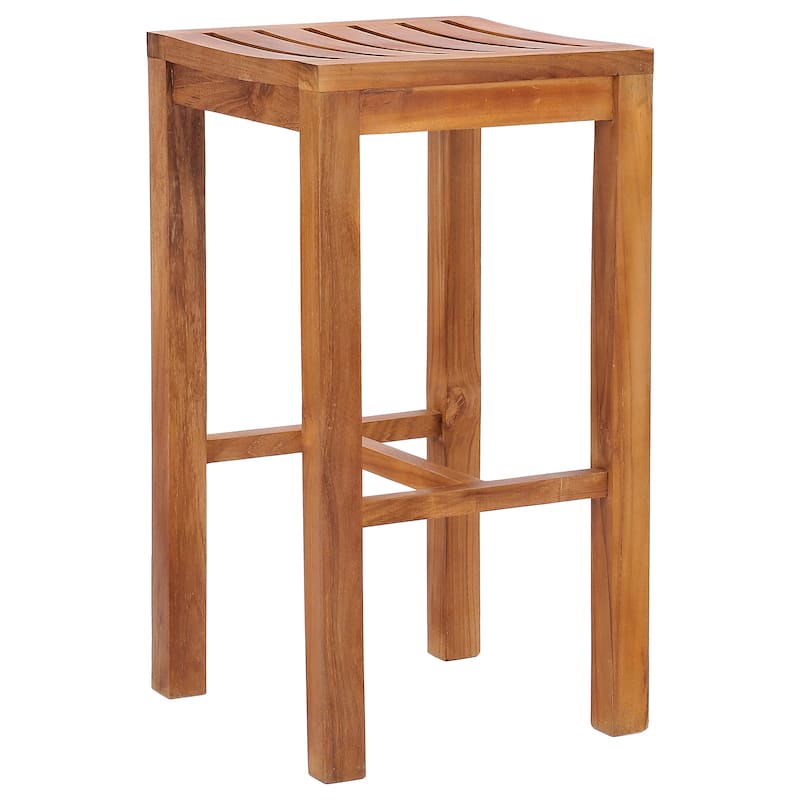 Chic Teak Santa Monica Teak Wood Indoor/ Outdoor Bar Stool, 30 inch