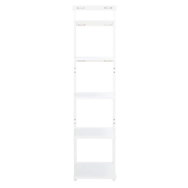 SAFAVIEH Sigrun Natural/Charcoal 5-Tier Leaning Etagere - 18.1" W x 11" L x 72.4" H - 18Wx11Dx72H - White