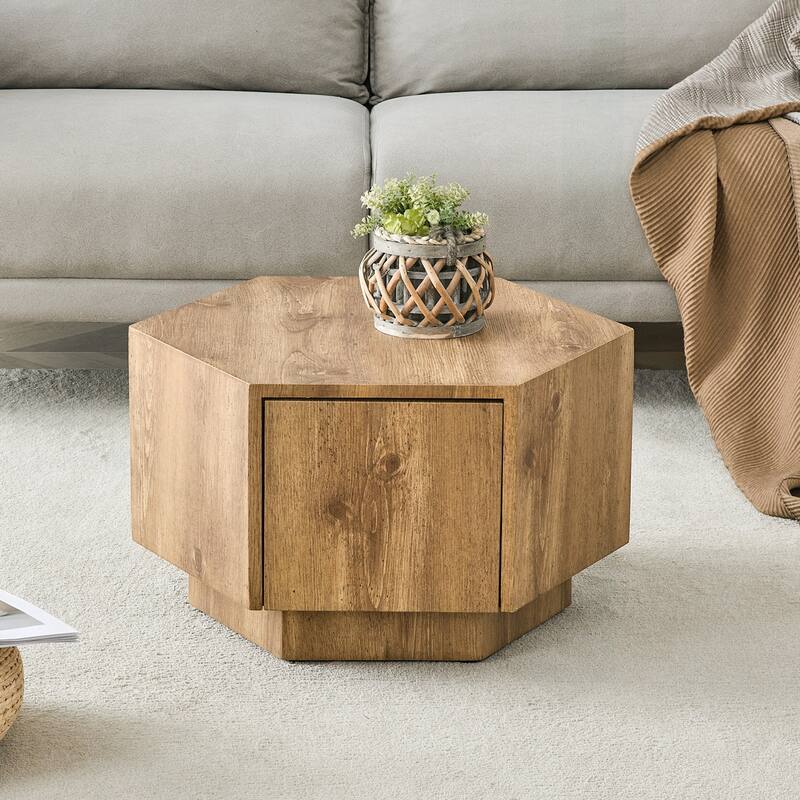 Unique Hexagonal Coffee Table with Practical Drawer and Quality Materials