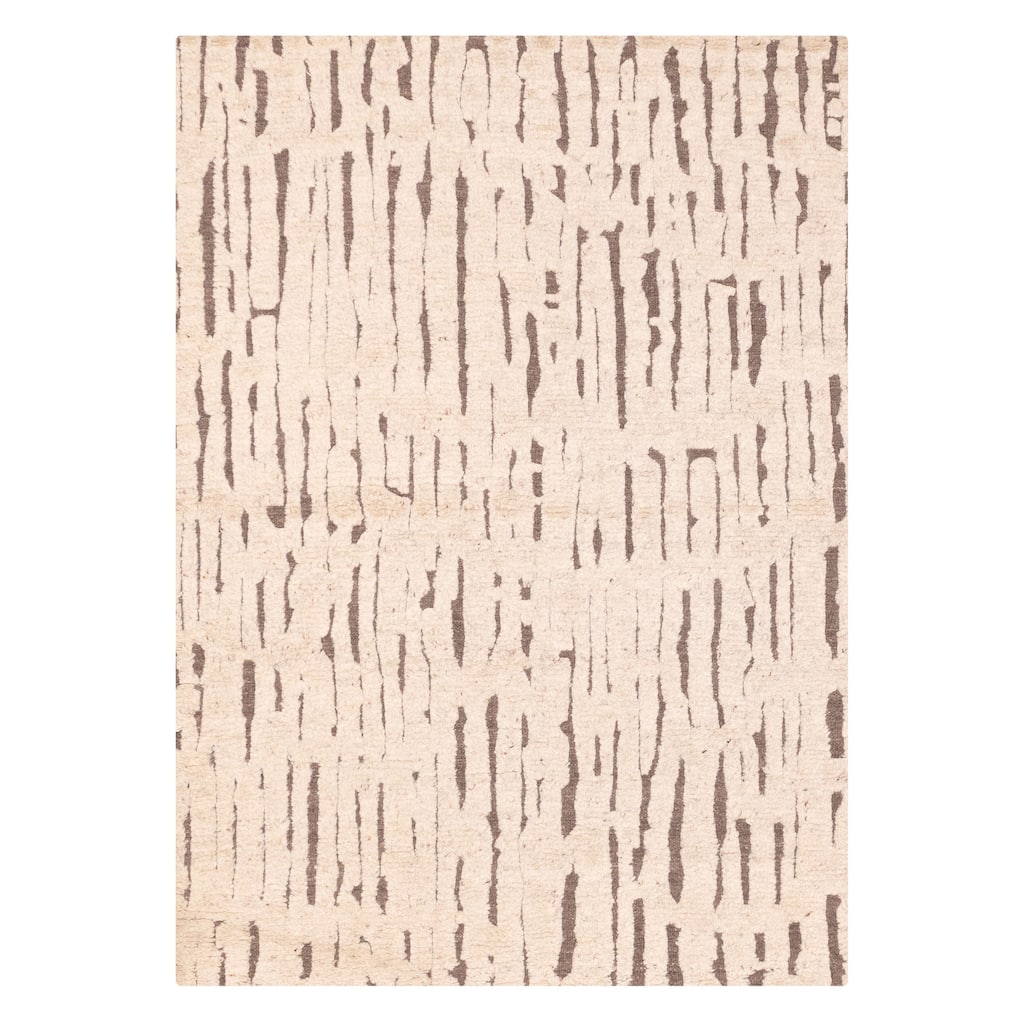 ECARPETGALLERY Hand-knotted Tangier Beige Wool Rug - 5'5 x 7'7