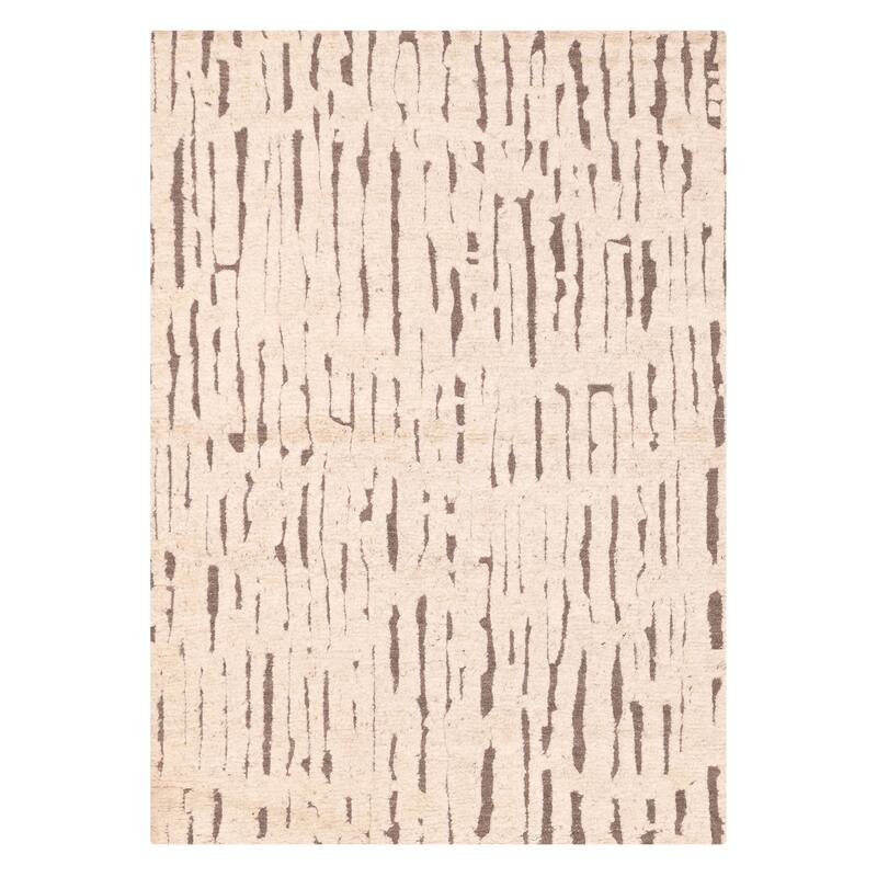 ECARPETGALLERY Hand-knotted Tangier Beige Wool Rug - 5'5 x 7'7
