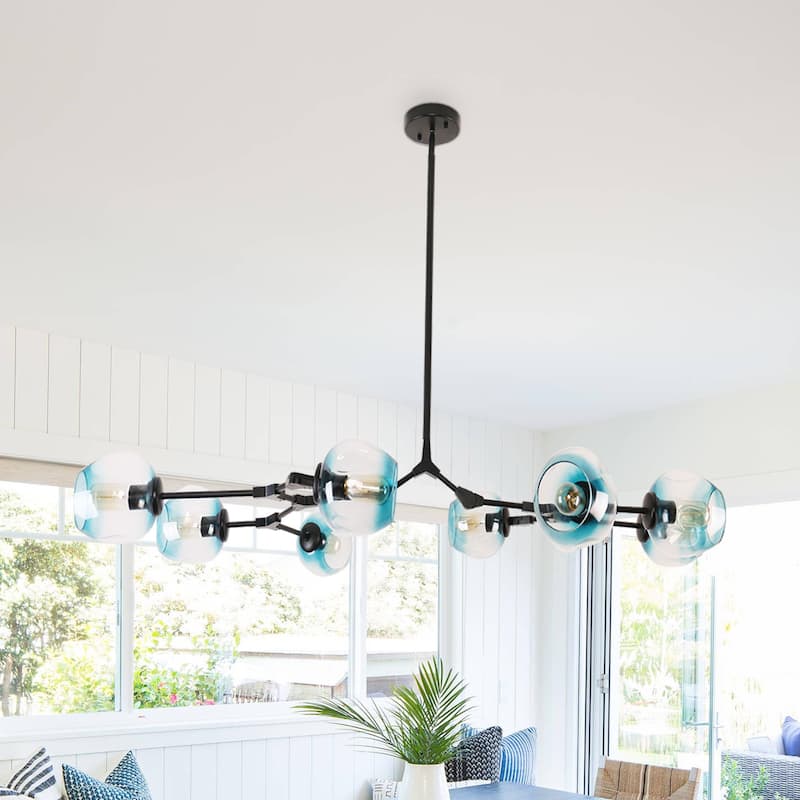 Oaks Aura Mid Century Modern Ceiling Light Black 8 Light Adjustable Sputnik Chandelier