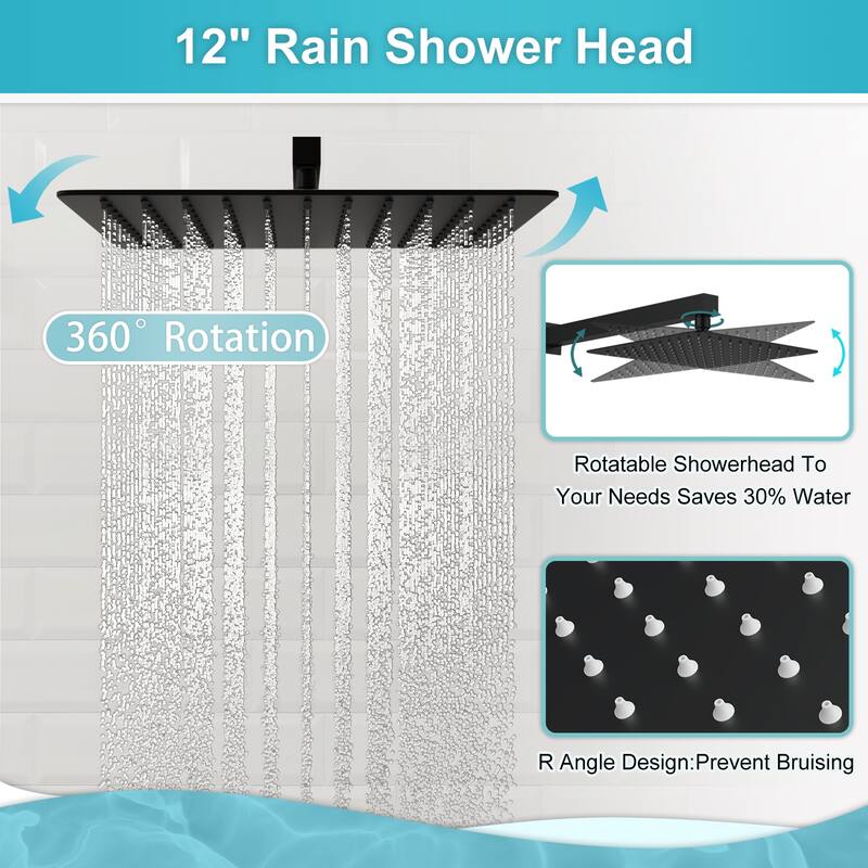 GIVINGTREE 12 inch Tub and Shower Faucet with Rough-In Valve - 12 inch