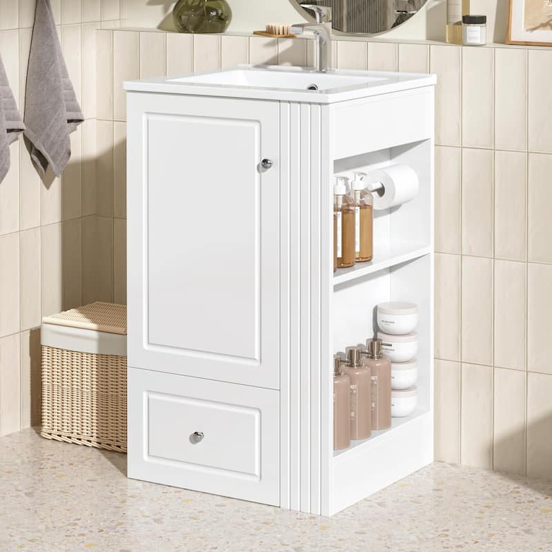 20" Freestanding Bathroom Vanity with Ceramic Sink