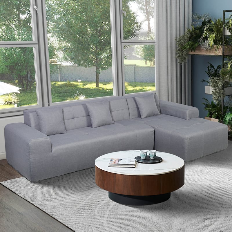 Outdoor Modern Sectional Sofa with L-Shape Chaise, Minimalist Modular Couch, No Assembly Required