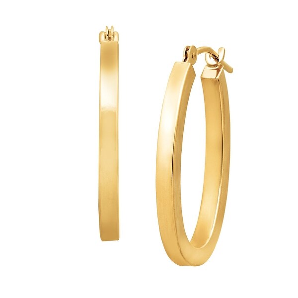 Just Gold Oval Square Tube Hoop Earrings in 14K Gold - YELLOW