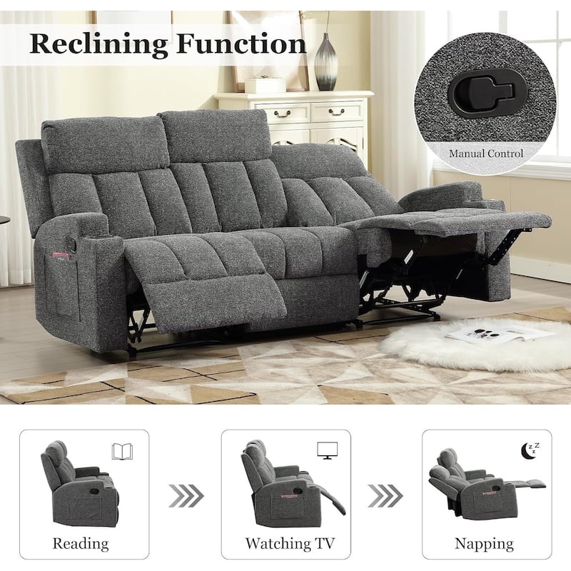 Recliner Sofa for Living Room, Extra Wide Modern Overstuffed 1/2/3 Seat Reclining Manual Sofa Chair