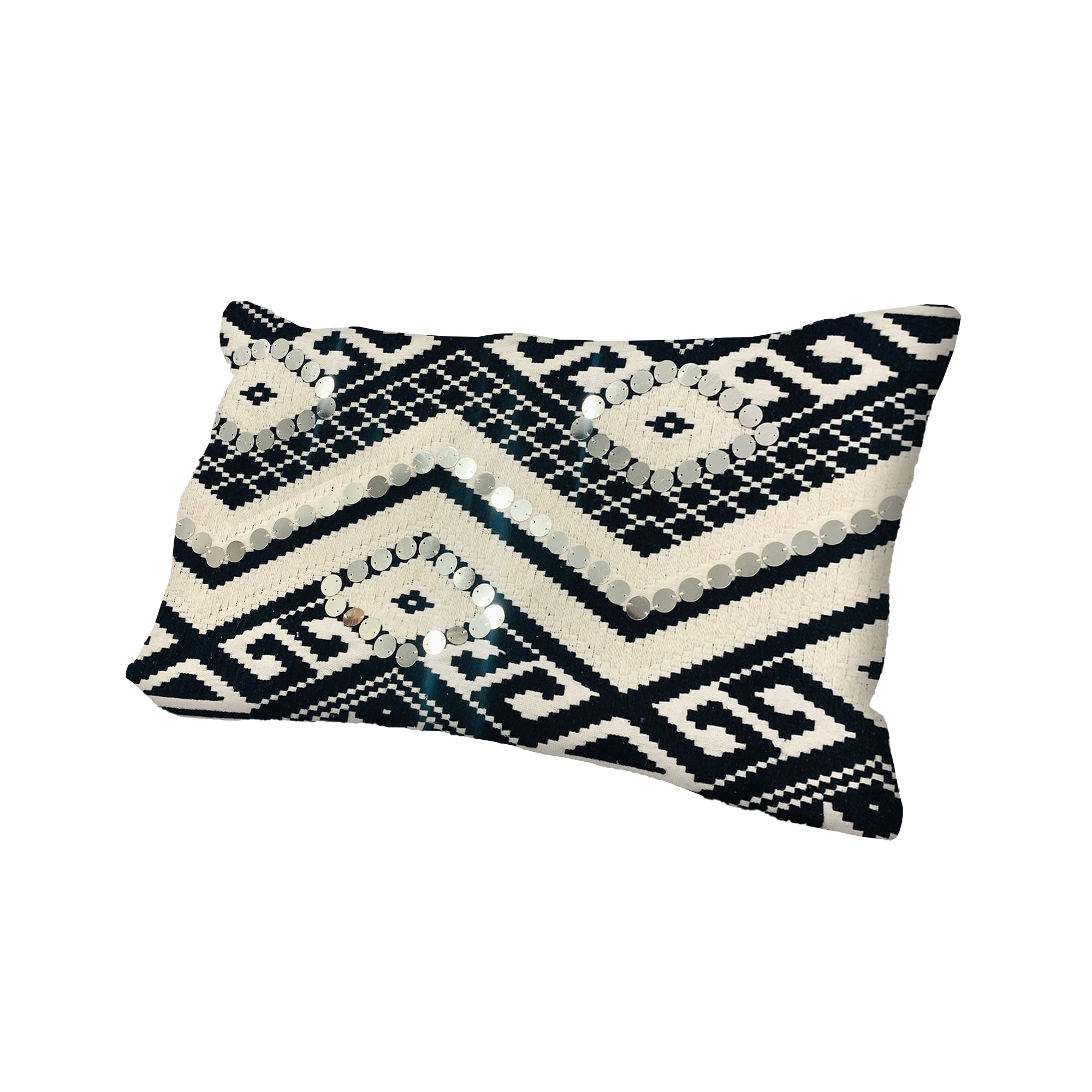 12 x 20 Rectangular Cotton Accent Lumbar Pillow, Classic Aztec Pattern